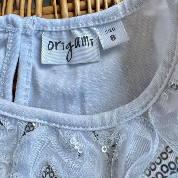 ORIGAMI Sequin Top Tutu Dress Girls 8 Hot Pink & Silver Huge Glitter Party Skirt - Picture 7 of 8